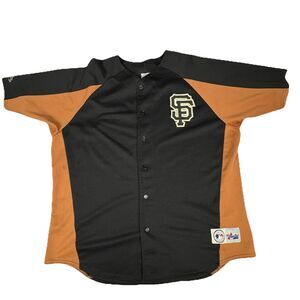 Vintage Majestic San Francisco Giants Jersey 2XL Made USA Black Orange MLB SF